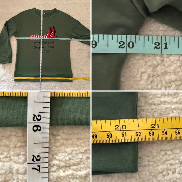 Dont Make Me Drop A House On You Sweatshirt Size S Green Wizard Inspired Theater - Picture 4 of 10